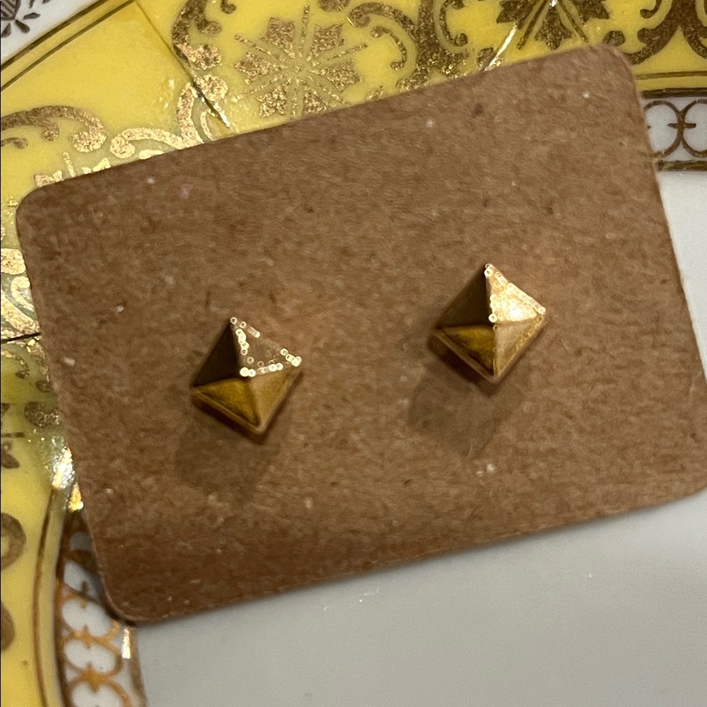 Gold Stud Earrings - Picture 2 of 6